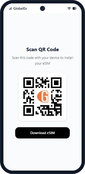 טלפון חכם עם קוד QR להתקנת eSIM